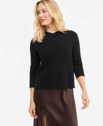 Charter Club Women's Cashmere Shaker Stitch Crewneck Sweater, Macy's Exclusive In Black