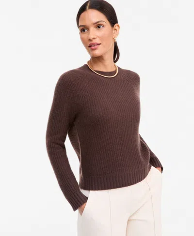 Charter Club Women's Cashmere Shaker Stitch Crewneck Sweater, Macy's Exclusive In Brown