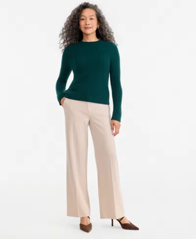 Charter Club Women's Cashmere Shaker Stitch Crewneck Sweater, Macy's Exclusive In Green