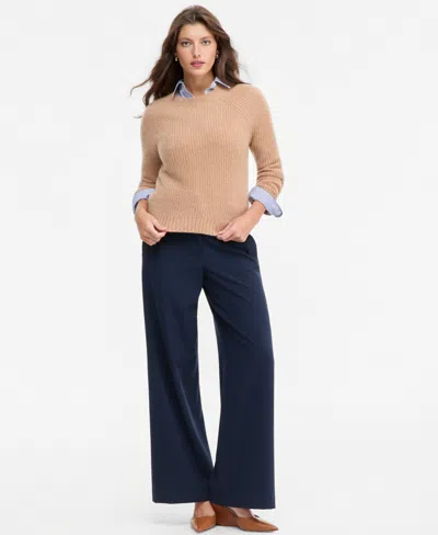 Charter Club Women's Cashmere Shaker Stitch Crewneck Sweater, Macy's Exclusive In Neutral