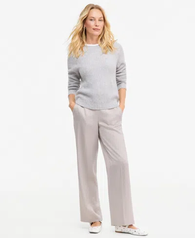 Charter Club Women's Cashmere Shaker Stitch Crewneck Sweater, Macy's Exclusive In Gray