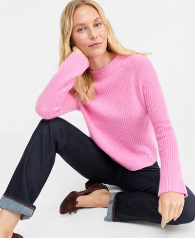 Charter Club Women's Cashmere Shaker Stitch Crewneck Sweater, Macy's Exclusive In Pink