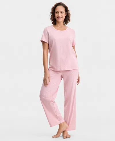 Charter Club Women's Combuster Short-sleeve Pajama Set, Macy's Exclusive In Pink