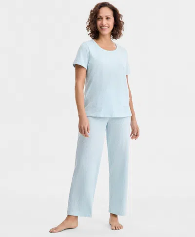 Charter Club Women's Combuster Short-sleeve Pajama Set, Macy's Exclusive In Blue