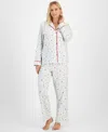 Charter Club Petite Women's Long-sleeve Cotton Flannel Packaged Pajama Set, Created For Macy's In Delicate Cardin