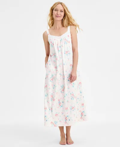 Charter Club Women's Cotton Eyelet Tank Nightgown, Exclusively At Macy's In Blue