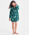 Charter Club Women's Cotton Flannel Printed Long Sleeve Sleepshirt In Green