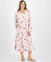 Charter Club Women's Cotton Floral Long Robe, Created For Macy's In Roses Pink