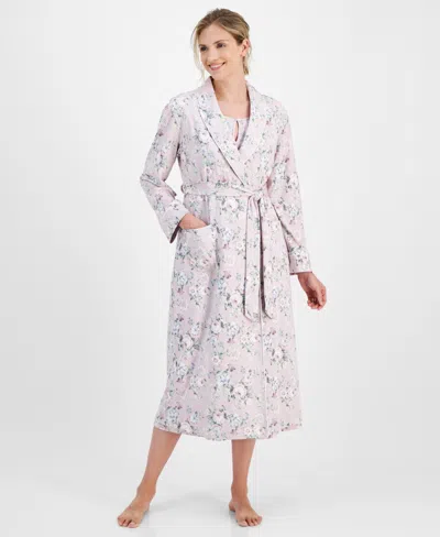 Charter Club Women's Cotton Floral-print Tie-waist Robe, Created