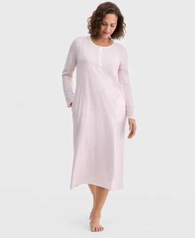 Charter Club Women's Cotton Long-sleeve Nightgown, Created For Macy's In Pink