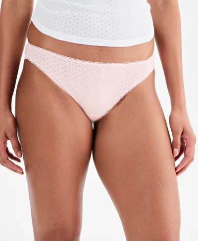Charter Club Women's Cotton Pointelle Bikini Underwear, Created For Macy's In Pink