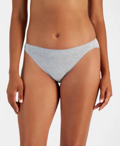 Charter Club Women's Cotton Pointelle Bikini Underwear, Created For Macy's In Gray