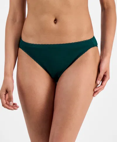 Charter Club Women's Cotton Pointelle Bikini Underwear, Created For Macy's In Green