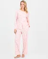 Charter Club Women's Cotton Printed Button-front Pajama Set, Exclusively At Macy's In Pink