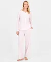 Charter Club Women's Cotton Printed Button-front Pajama Set, Exclusively At Macy's In Pink