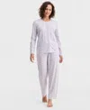 Charter Club Women's Cotton Printed Button-front Pajama Set, Exclusively At Macy's In White