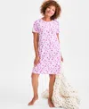 Charter Club Womens Cotton Printed Henley Sleepshirt Created For Macys Xs 3x In Pink