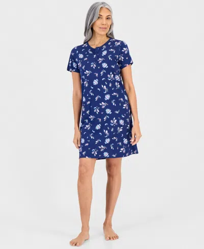 Charter Club Women's Cotton Printed Henley Sleepshirt, Created For Macy's In Autumn Paisley