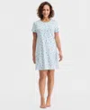 Charter Club Women's Cotton Printed Henley Sleepshirt, Created For Macy's In Blue