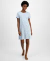 CHARTER CLUB WOMEN'S COTTON PRINTED HENLEY SLEEPSHIRT, CREATED FOR MACY'S