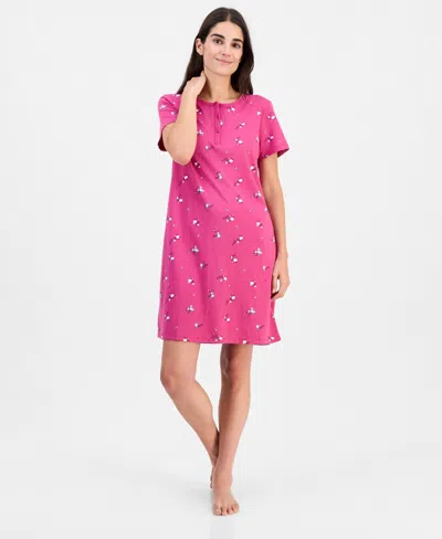 Charter Club Women's Cotton Printed Henley Sleepshirt, Created For Macy's In Marie Floral