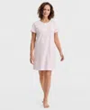 Charter Club Women's Cotton Printed Henley Sleepshirt, Created For Macy's In Pink