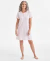 Charter Club Women's Cotton Printed Henley Sleepshirt, Created For Macy's In Warm Blush