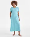 Charter Club Women's Cotton Printed Henley Sleepshirt, Created For Macy's In Dot Trio Willow