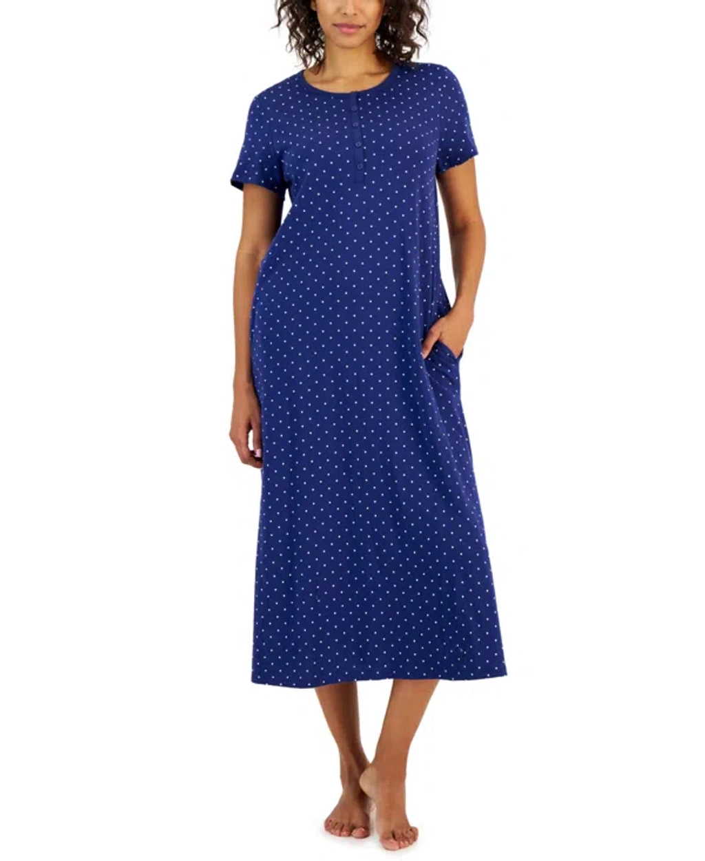 charter club polka dot dress Charter Club Sleeveless Collared K/L Blue White Polka Dot Dress Size 10  Petite