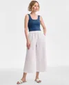 Charter Club Women's Cropped Wide-leg 100% Linen Pants, Exclusively At Macy's In Bright White