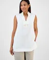 Charter Club Women's Embellished 100% Linen Tunic, Exclusively At Macy's