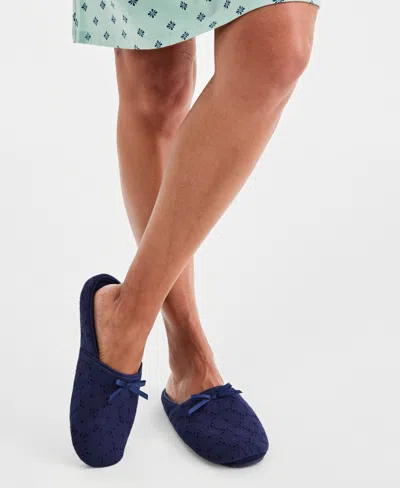 Charter Club Women's Eyelet Round Toe Slippers, Macy's Exclusive In Blue