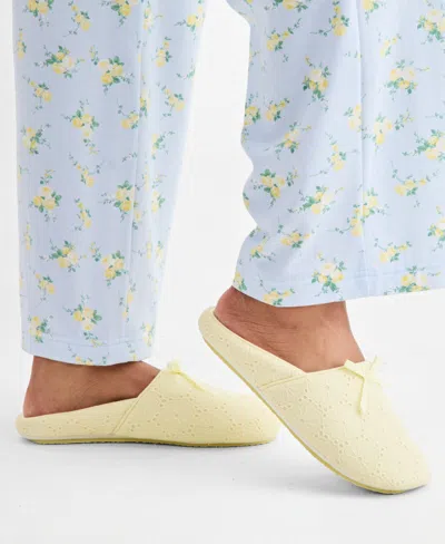Charter Club Women's Eyelet Round Toe Slippers, Macy's Exclusive In Yellow