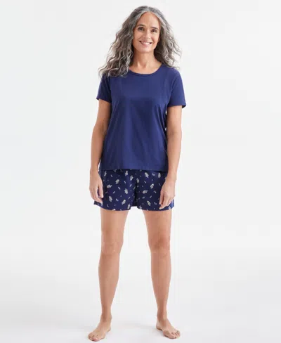 Charter Club Women's Floral Short-sleeve Pajama Set, Exclusively At Macy's