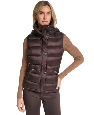 Charter Club Women's Hooded Zip-front Vest, Macy's Exclusive In Brown
