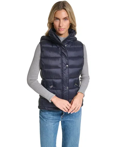 Charter Club Women's Hooded Zip-front Vest, Macy's Exclusive In Blue