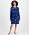 Charter Club Women's Jersey Printed Long Sleeve Sleepshirt In Blue