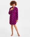Charter Club Women's Jersey Printed Long Sleeve Sleepshirt In Pink