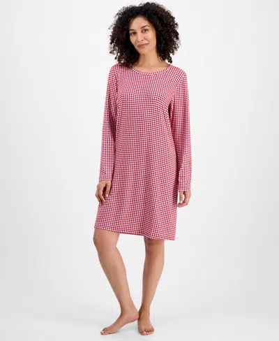 Charter Club Women's Jersey Printed Long Sleeve Sleepshirt In Pink