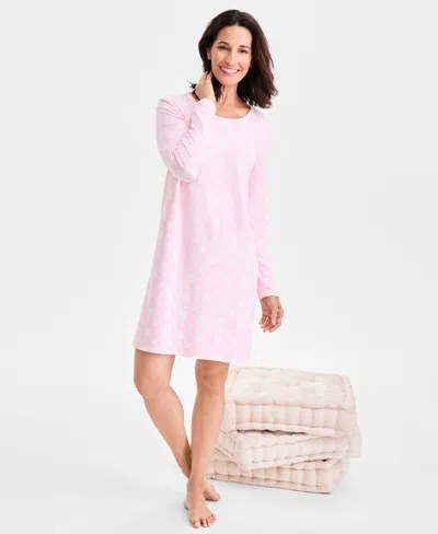 Charter Club Women's Jersey Printed Long Sleeve Sleepshirt In Pink