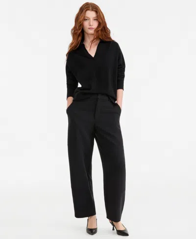 Charter Club Women's Johnny-collar Cashmere Long-sleeve Sweater, Macy's Exclusive In Black