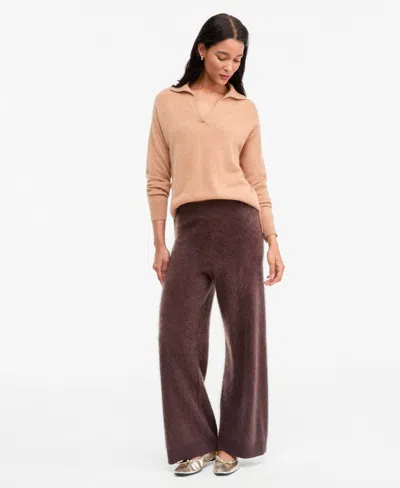 Charter Club Women's Johnny-collar Cashmere Long-sleeve Sweater, Macy's Exclusive In Nude