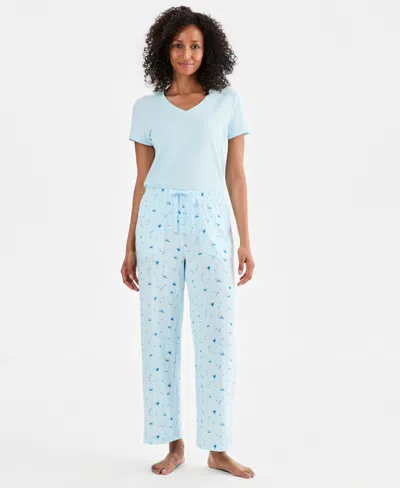 Charter Club Women's Knit Pajama Pants, Exclusively At Macy's In Blue
