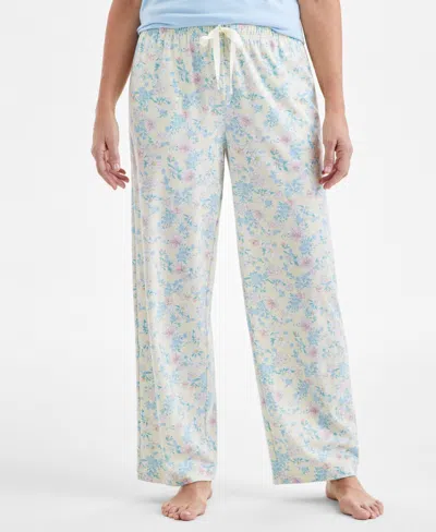 Charter Club Women's Knit Pajama Pants, Exclusively At Macy's In Floating Fauna