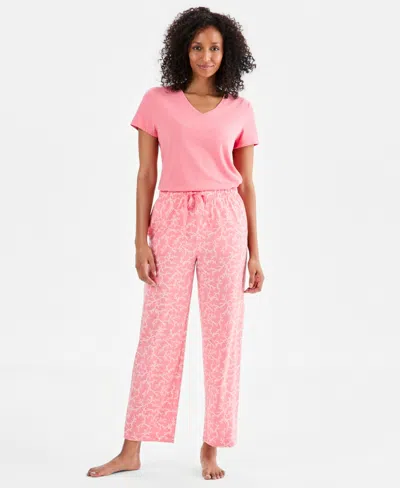 Charter Club Women's Knit Pajama Pants, Exclusively At Macy's In Pink
