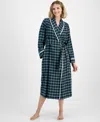 Charter Club Women's Long Plaid Flannel Robe, Created For Macy's In Holiday Plaid Green