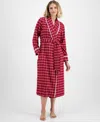 Charter Club Women's Long Plaid Flannel Robe, Created For Macy's In Holiday Plaid Red