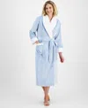 Charter Club Plus Size Long Plush Fleece-trim Robe, Created For Macy's In Dolphin Blue