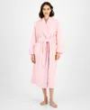 Charter Club Women's Long Plush Fleece-trim Robe, Created For Macy's In Pink