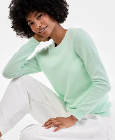 Charter Club Women's Long-sleeve 100% Cashmere Crewneck Sweater, Macy's Exclusive In Gray